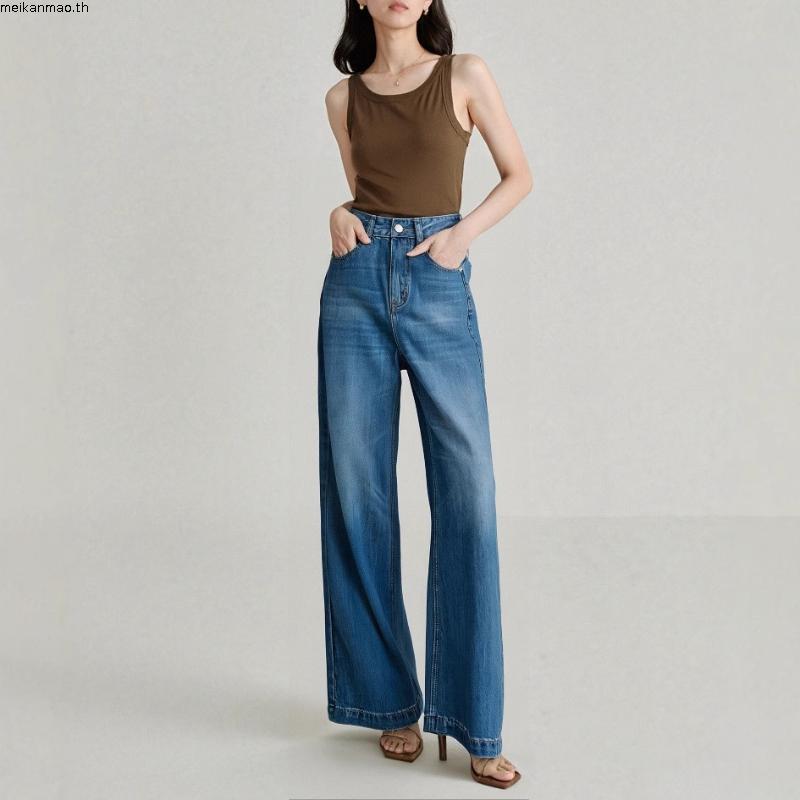 Mc JEANS กางเกงยีนส์ผู้หญิง ทรงกระบอกขากว้าง (Straight Wide) สียีนส์ฟอกกลาง MFWZ236 เนื้อผ้ายีนส์12.