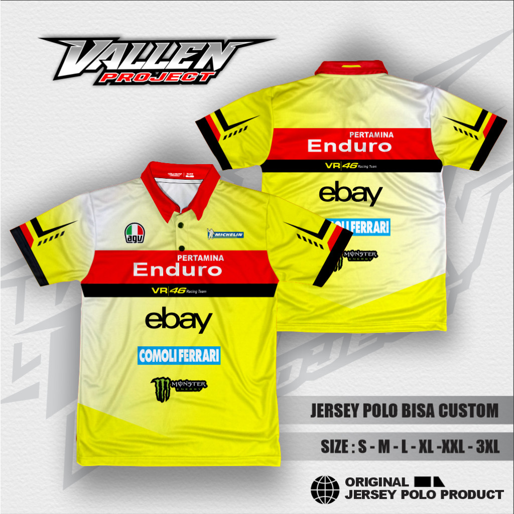 Vr46 Pertamina Enduro Moto Gp ปุ่มเสื้อโปโล / Valentino Rosi Moto Gp ทีม TShirt JERSEY / Ducati Moto