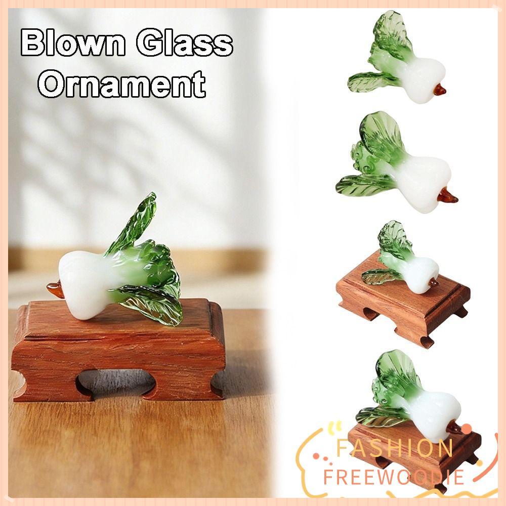 FREEWOODIE คริสตัลตกแต่งโต๊ะ, แก้วเป่าความมั่งคั่งออกแบบแก้ว Bok Choy, Bok Choy รูปร่าง Bok Choy เคร