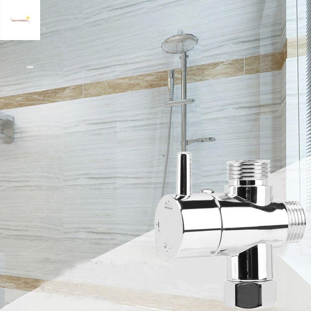 GOURMETGALORE 3 Way Shower Head Diverter Valve, ทองเหลือง G1/2 3 Way Switch Faucet Valve, Shower Fau