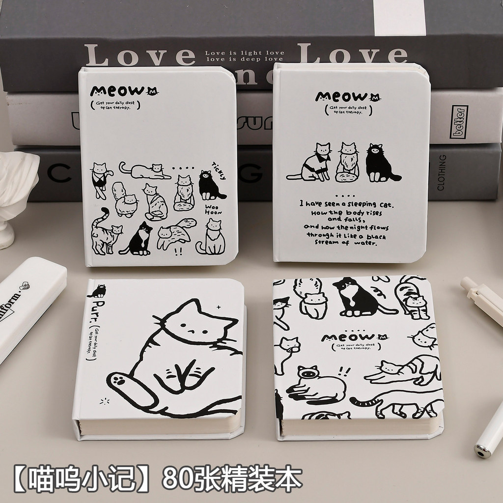 คู่มือ Merchandise Meow Small Notes Harover 72K แบบพกพาคู่มือนักเรียน Simple Blank Page Pocket Notep