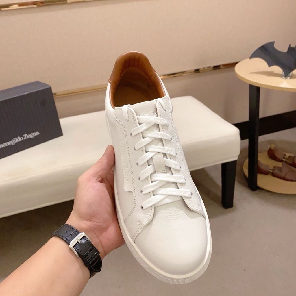 7R7O Zegn## Men's Fashionable Genuine Leather Low-Top Shoes, Breathable Lace-Up Versatile Sneakers, 