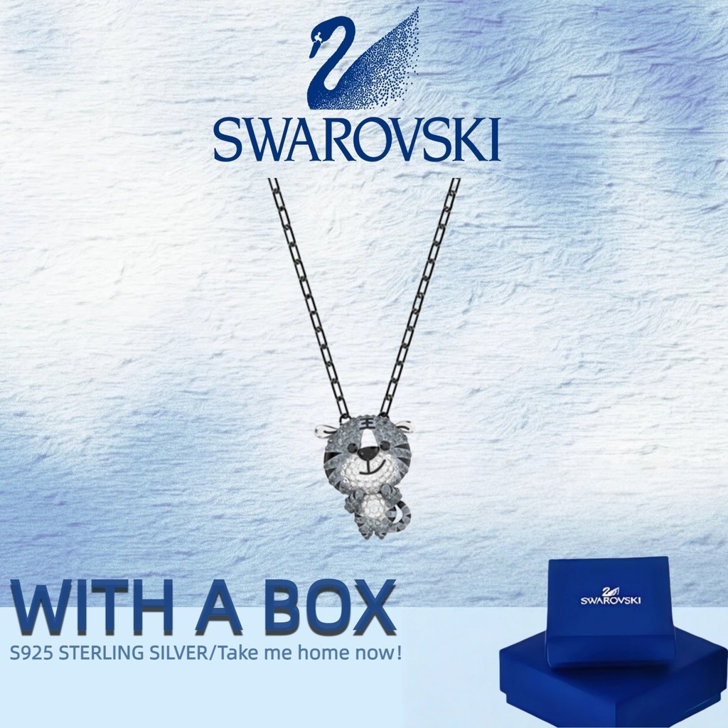 Swarovski Swan Jewelry Necklace Zodiac Tiger Necklace Tiger สร้อยคอเงิน Swan Jewelry Silver Non-Fade