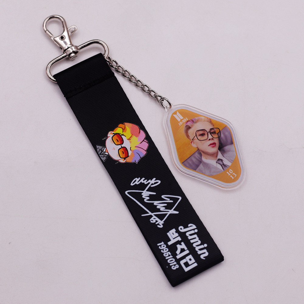กลุ่มเด็กชายเกาหลี BTS สไตล์สินค้า Park Jimin Kim Taehyung กระเป๋าโทรศัพท์มือถือ Lanyard แขวน GS03 Z