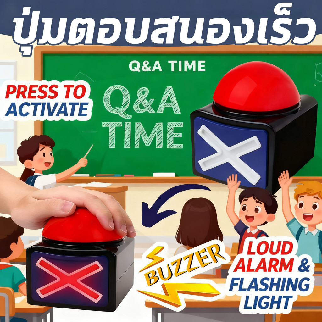 ปุ่มมีเสียงและไฟ ปุ่มตอบสนองเร็ว ปุ่มตอบคำถามไร้สาย ปุ่มตอบคำถาม ทนทาน Buzzer Button
