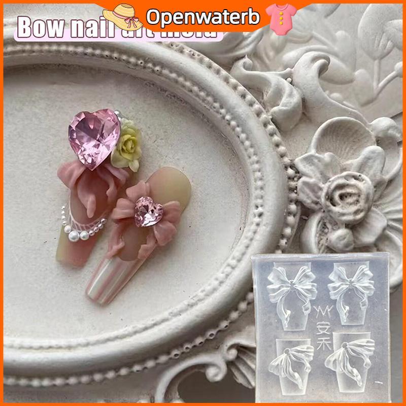 [KAN] 3D ริบบิ้น Bowknot รูปเล็บแม่พิมพ์ปั๊มลายฉลุสําหรับ UV Gel Polish Art ซิลิโคนแกะสลักออกแบบ DIY Charm ตกแต่ง FXH