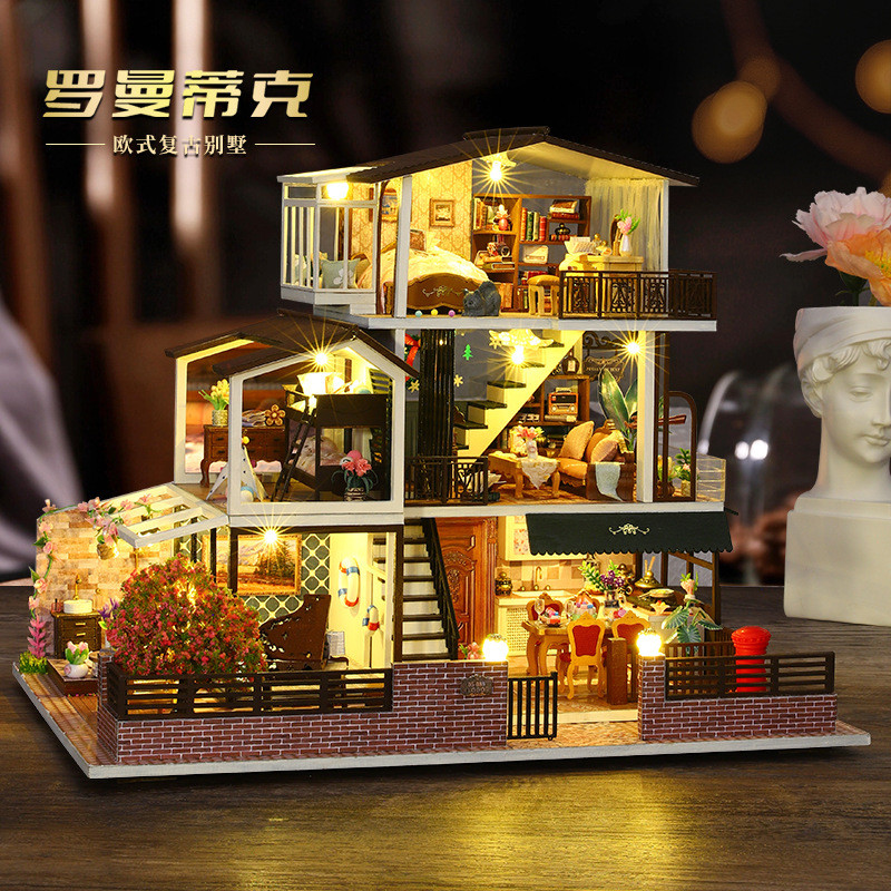 Jiate diy Hut โรแมนติก diy Hut รุ่นมือประกอบ DIY ของเล่น Hut DIY Bookend