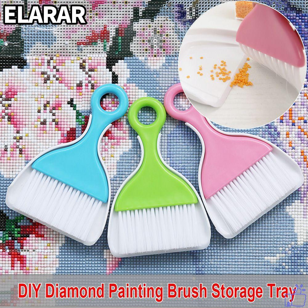 เอลรา‌R แปรง Rhinestone เย็บปักถักร้อย Cross Desktop clean Organizer ถาด