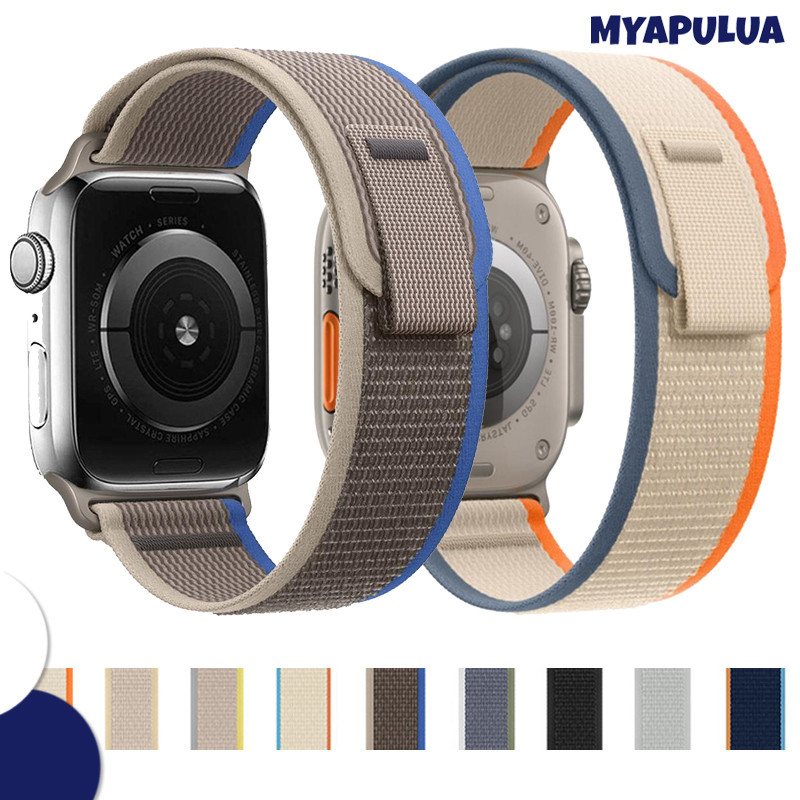 สายรัดไนล่อนปรับได้  for Apple Watch 49มม IWatch Ultra 3 2 SE 3 Series 11 10 9 8 7 6 5 4 3 2 1 46มม 45 44 42 41 40 38มม