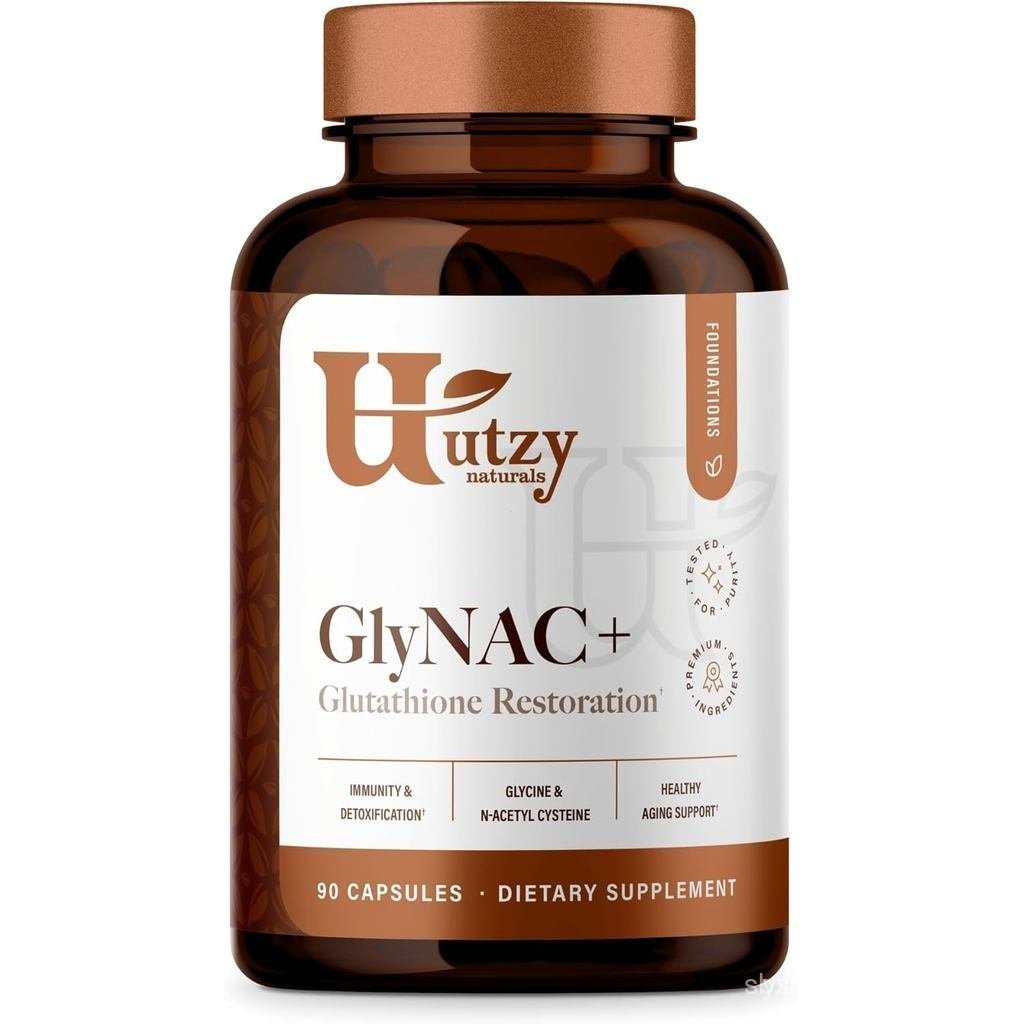อาหารเสริม Utzy Naturals GlyNAC+ | Glycine & NAC 1,000 มก. () | ด้วยวิตามิน B2 Cofactor สําหรับการผล