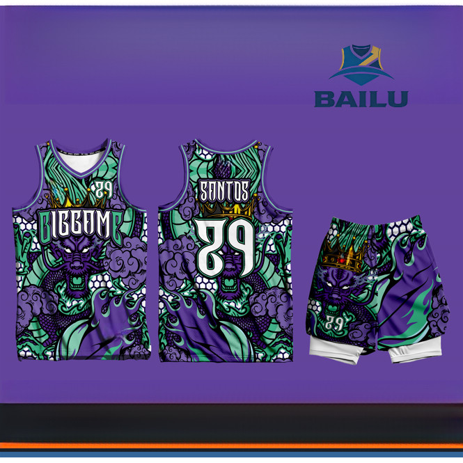 ชุดเสื้อบาสเก็ตบอลและกางเกงขาสั้น Shenron Themed | ฟรี ทีมที่กําหนดเอง พิมพ์ชื่อและตัวเลข