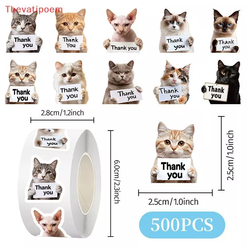 [Thevatipoem] 500 ชิ้นสุนัขขอบคุณสติกเกอร์ม้วนน่ารักลูกสุนัขป้ายกาวแท็กสําหรับสนับสนุนธุรกิจขนาดเล็กของฉันซองจดหมายซีลบรรจุห่อ DIY หัตถกรรมตกแต่งร้านขายสัตว์เลี้ยง Hos