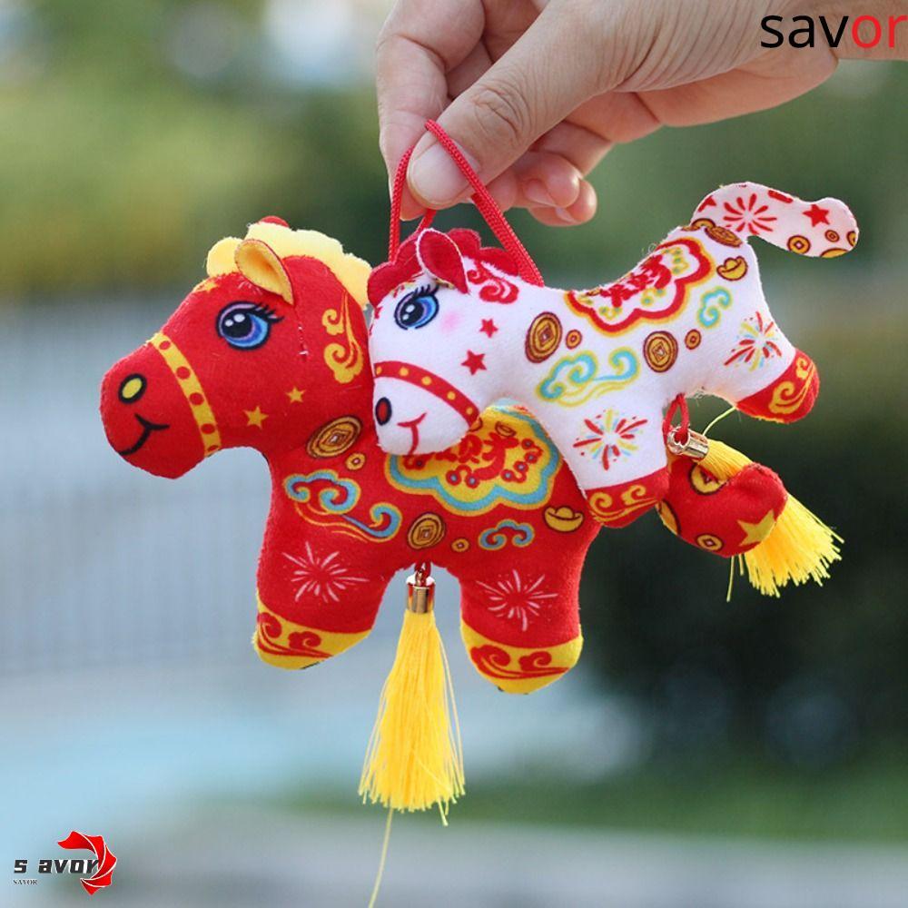 เสียง ตุ๊กตาม้าพวงกุญแจ,สร้างสรรค์มิ่งขวัญตุ๊กตาตุ๊กตาสัตว์พวงกุญแจ,ตลกน่ารักสไตล์จีน น่ารัก ตุ๊กตาม้าตุ๊กตาจี้ตกแต่งรถ
