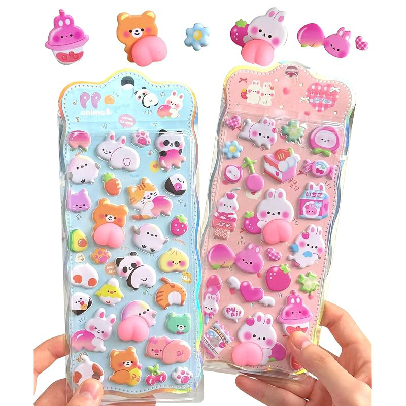 HiT COLLECTION Cute 3D Puffy Stickers Set for DIY Decorations, Crystal Tile Stickers for Scrapbookin