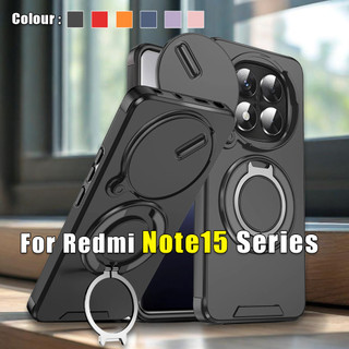 แหวนแม่เหล็กยึดปลอกสําหรับRedmiหมายเหตุ15 14 Pro Plus Note15 Note15Pro 5Gสไลด์กล้องเลนส์เกราะกันกระแทกเคสโทรศัพท์Stent Pushกล้องเลนส์ป้องกันปกหลังแข็ง