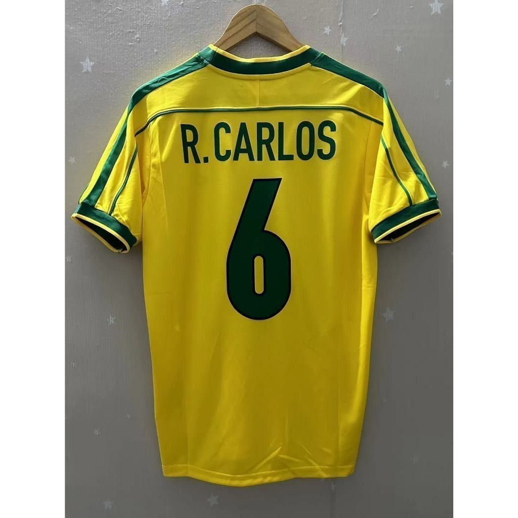 Retro 1998 Brazil Ronaldo R CARLOS Top Home เสื้อฟุตบอล 98abac
