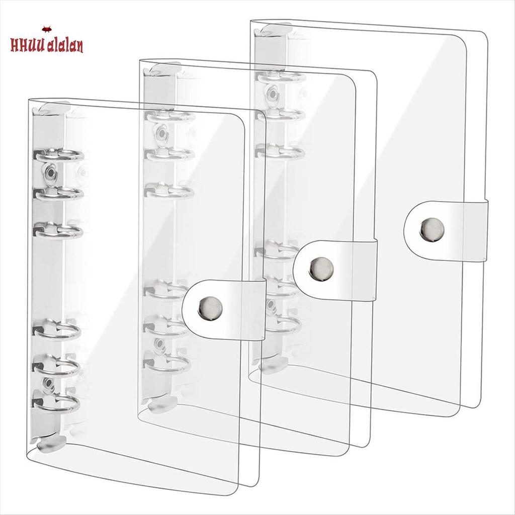 [ความเร็วสูงH]3 แพ็คA6 PVCนุ่มโปร่งใส 6 แหวนBinder Cover Clear Binderโน้ตบุ๊คA6 Binderสําหรับรีฟิลโน