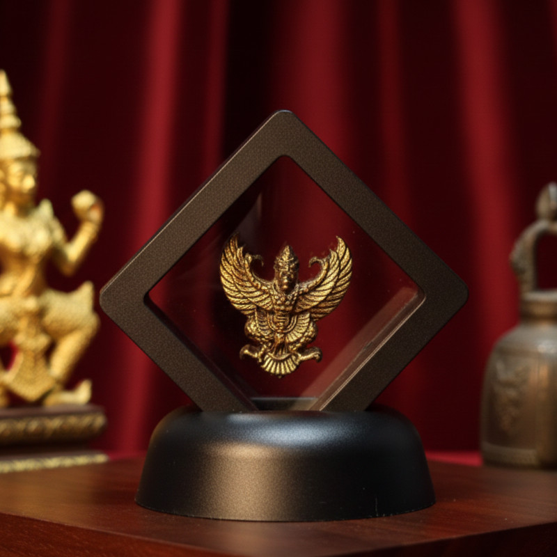 พญาครุฑ มหาอำนาจ พร้อมกรอบตั้ง วัดบางนา – เครื่องรางเสริมบารมี อำนาจ และความก้าวหน้า เหมาะสำหรับตั้งบูชาโต๊ะทำงาน