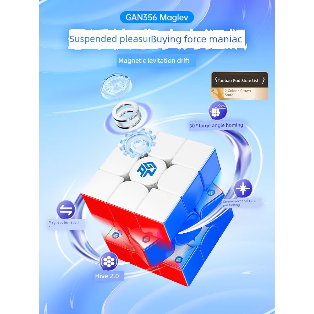 รูบิค 3x3 แม่เหล็ก ลูบิค 3x3 GAN356Maglev Magnetic Suspended Matte UV Diamond Surface Magnetic Level