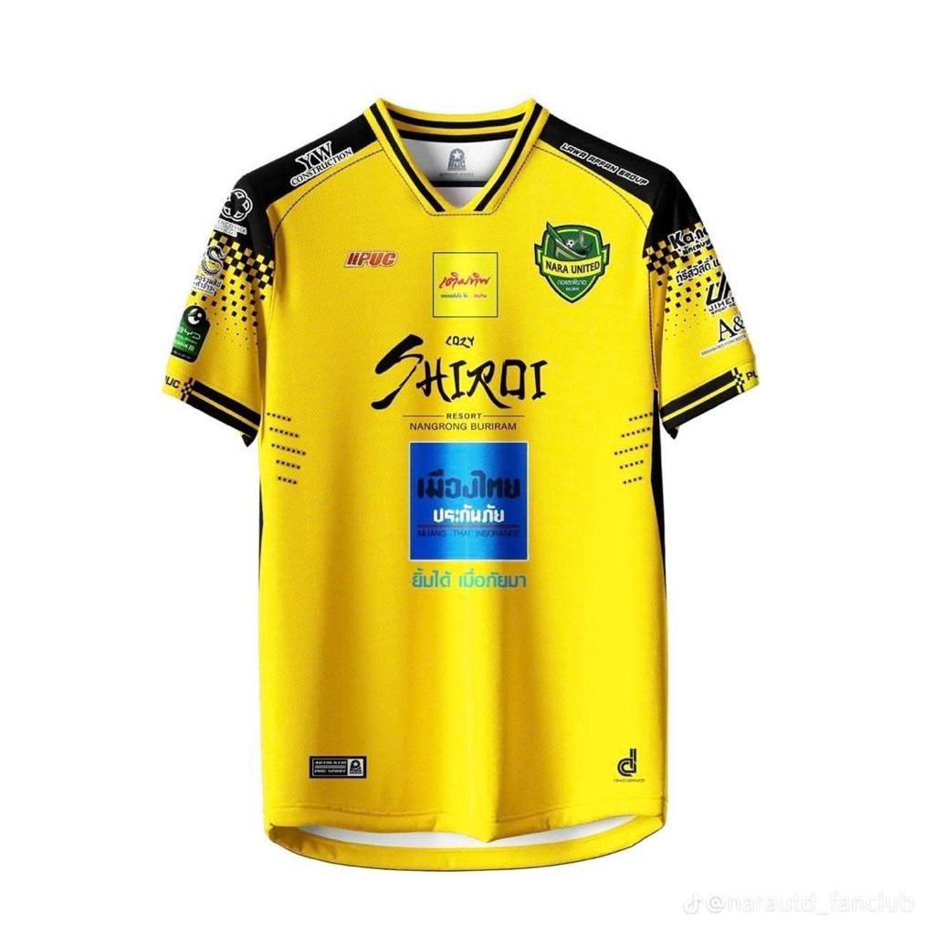 เจอร์ซีย์ Nara Union 2025/2026 แบบทีมเยือน ลายหมากรุกสีดำและเหลือง
