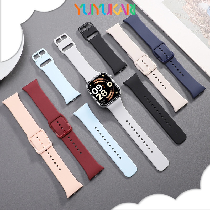 สายซิลิโคนสำหรับ for Redmi Watch 6 5 4 สายยางต้นฉบับพร้อมพิงก์เกอร์สีเดียวกันสำหรับ for Xiaomi Mi Band 10 9 8 Pro
