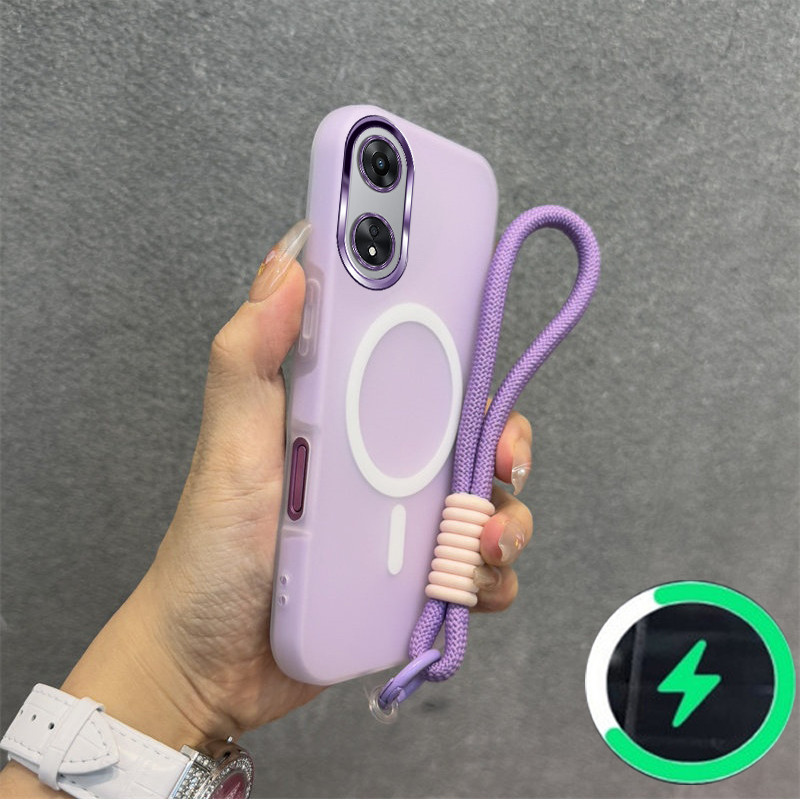 เหมาะสําหรับ OPPO A58 A78 4G 5G A98 เคสโทรศัพท์ใหม่ jelly Case ไร้สายแม่เหล็ก frosted shell สายรัดข้อมือสร้อยข้อมือ 030