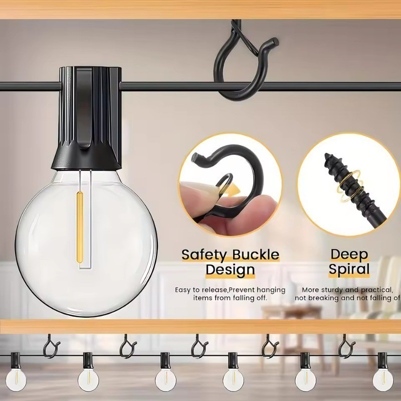 10/20/30 ชุดตะขอสกรู | กันลม รักษาความปลอดภัยสลักสําหรับแขวนชาวไร่,ไฟสตริง,ลมตีระฆัง | ตะขอเหล็กใช้ในบ้านกลางแจ้งในร่ม - รูปที่ 5