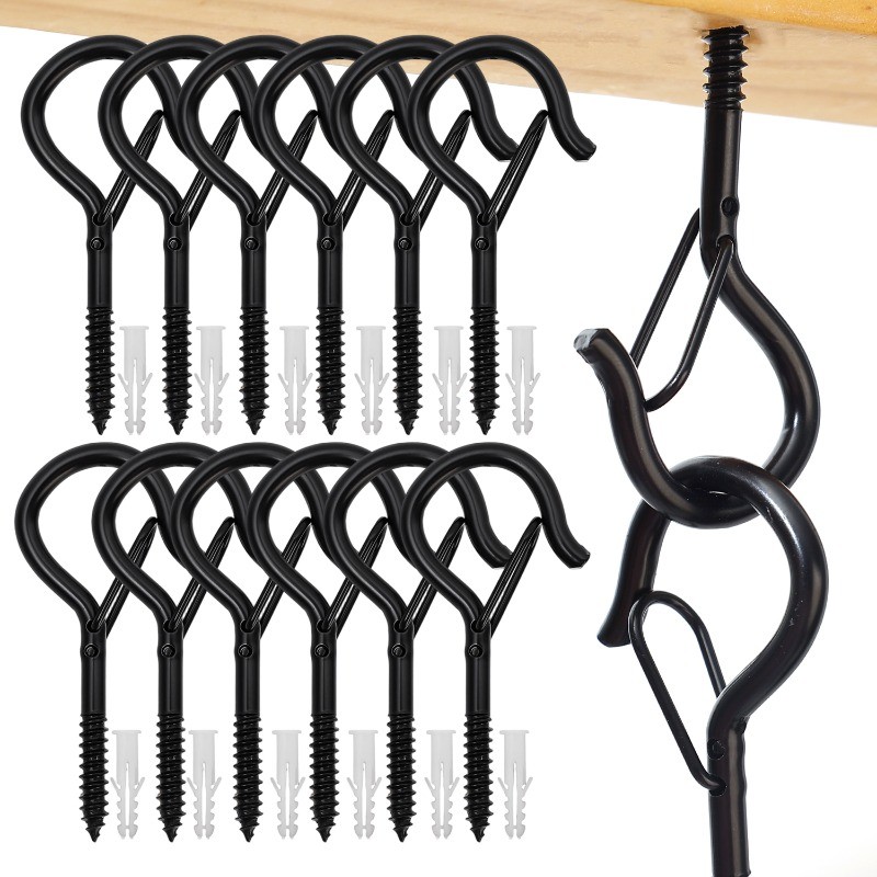 10/20/30 ชุดตะขอสกรู | กันลม รักษาความปลอดภัยสลักสําหรับแขวนชาวไร่,ไฟสตริง,ลมตีระฆัง | ตะขอเหล็กใช้ในบ้านกลางแจ้งในร่ม - รูปที่ 7