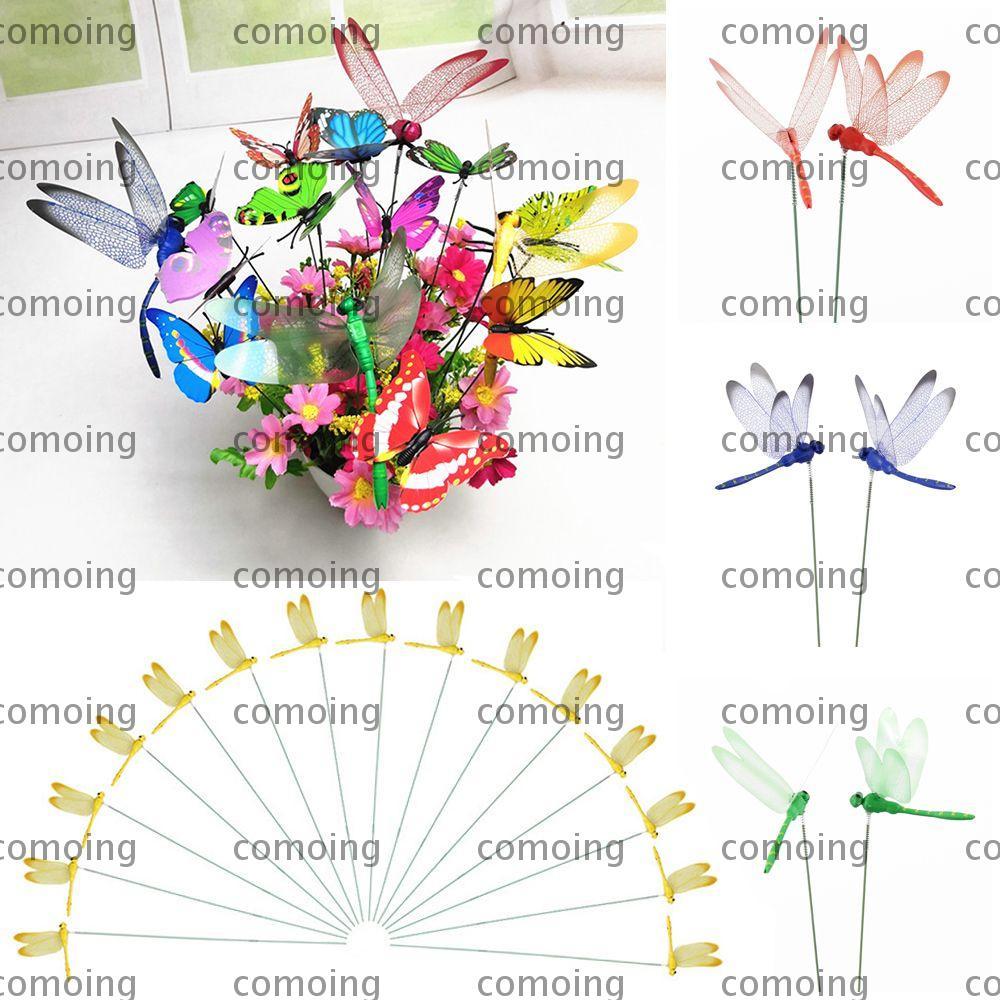 COMOING 5/10PCS จําลองผีเสื้อหัตถกรรมเครื่องประดับสนามหญ้า Yard แท่งบาง