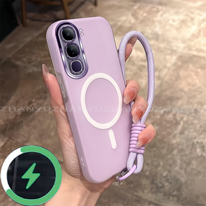เหมาะสําหรับเคสโทรศัพท์ Vivo Y200 ใหม่ minimalist anti jelly drop แหวนชาร์จแม่เหล็ก soft Case GD01