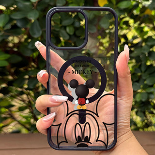 เคสโทรศัพท์แม่เหล็กรูปมิกกี้เมาส์สำหรับ iPhone 13Pro/11/12ProMax/14/15/16Plus เคสแม่เหล็กคุณภาพสูงช่วยปกป้องเลนส์กล้อง