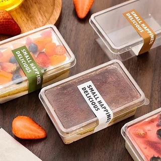 MAS 50PCS รูปสี่เหลี่ยมผืนผ้า กล่องพลาสติกโปร่งใส กล่องมูสเค้ก ชีสเค้ก กล่องลูกอม ถ้วยโยเกิร์ต แพ็ค หนา แข็งแรง 280 มล