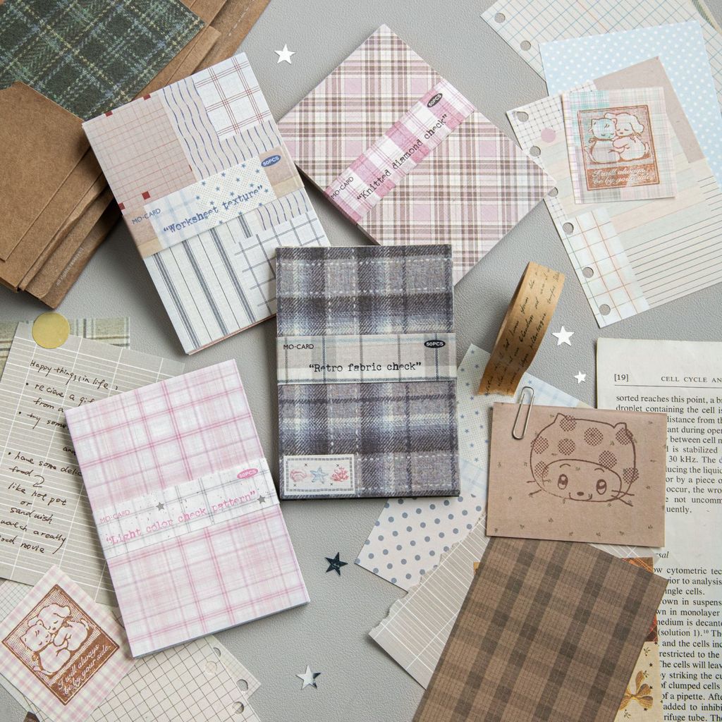 [HARU] Retro Checkered Series Material Deco Paper Journaling Scrapbook Journal kit Aesthetic Paper