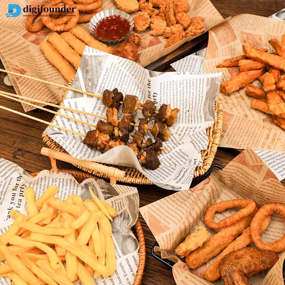 DIGIFOUNDER 50 ชิ้น/100 ชิ้นทิ้งกระดาษกันน้ํามันอาหารขนมปังแซนวิช Burger Fries ห่อถาดอบ Liner กระดาษ