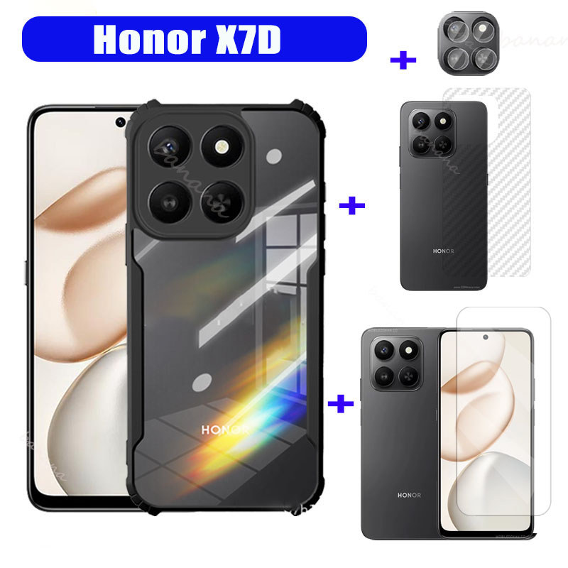 Honor X7Dเคสโทรศัพท์กันกระแทกHonor X7C X9D X6C X6B X8C X8Bกระจกนิรภัยป้องกันหน้าจอ+ฟิล์มเลนส์กล้อง+ฟ