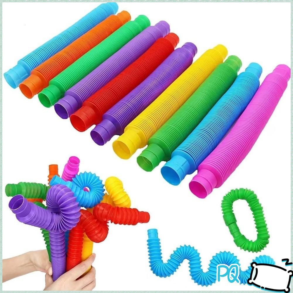 PQ 8PCS Pop Tubes, สีสัน Heavy-Duty พลาสติกยืด Fidget ของเล่น,สนุก 2.9 ซม.ออทิสติก Sensory เครื่องมื