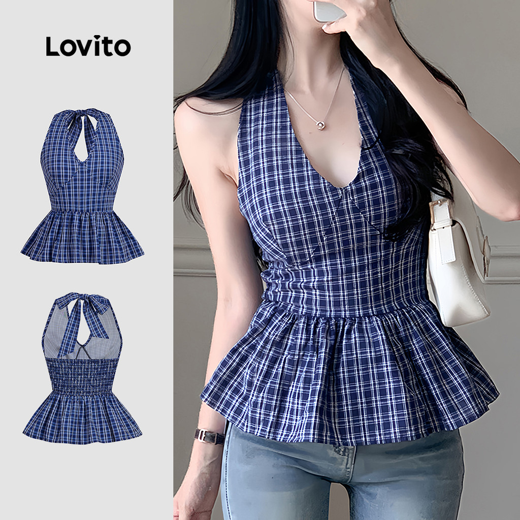 B178-MAR26-B-2-Halter คอแคบ-เอวลายทาง Top-TKB178P2D337