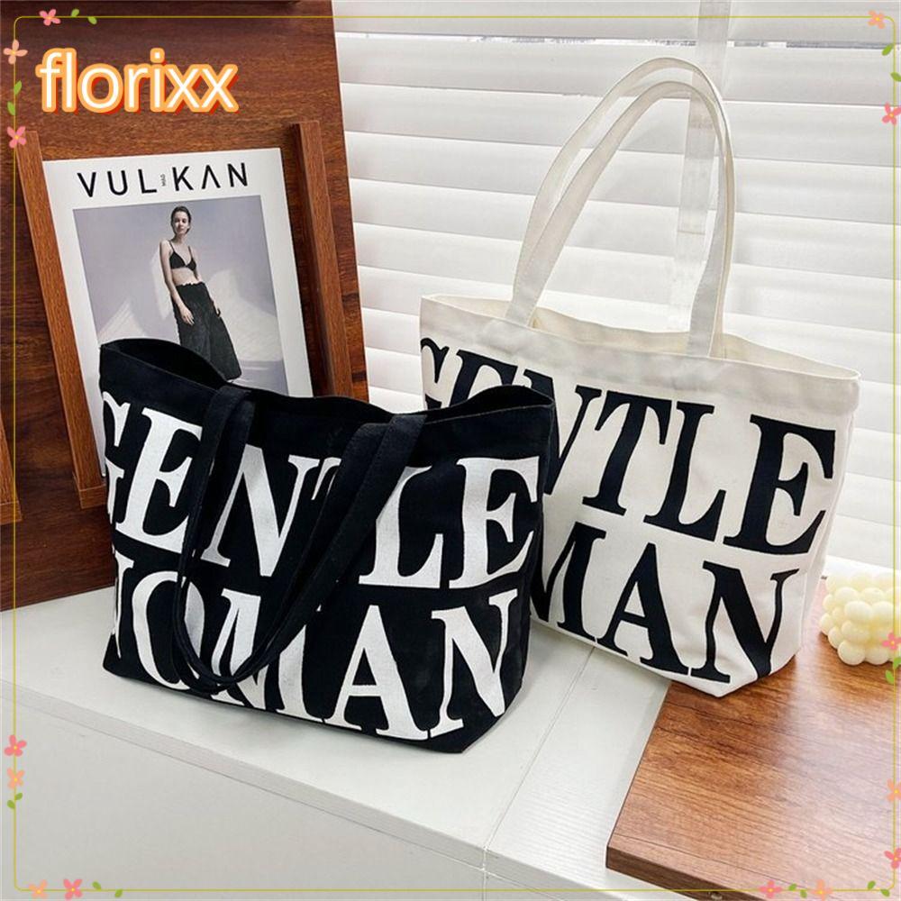 กระเป๋าถือ FLORIXX ทำจากผ้าใบ มีลายพิมพ์ตัวอักษร ดีไซน์สำหรับ Gentlewoman