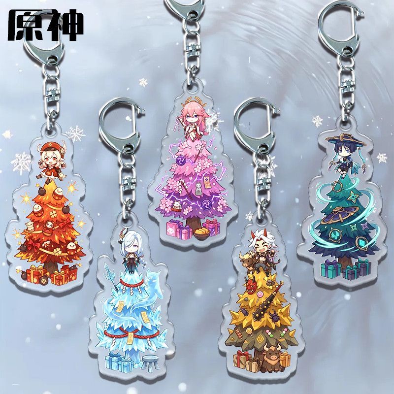 Klee Yae Miko Balladeer Shenhe อะนิเมะ KeyChain หยวน Shen ผู้ชายพวงกุญแจสําหรับผู้หญิงรูปการ์ตูนอะคร