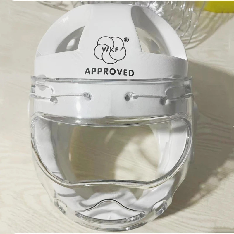 ⭐WKF หมวกกันน็อคได้รับการอนุมัติพร้อมหน้ากากหมวกสีขาวสีดํา Face Protector จมูก Guards Taekwondo การฝึกอบรมการแข่งขันหัวเกียร์เด็กผู้ใหญ่