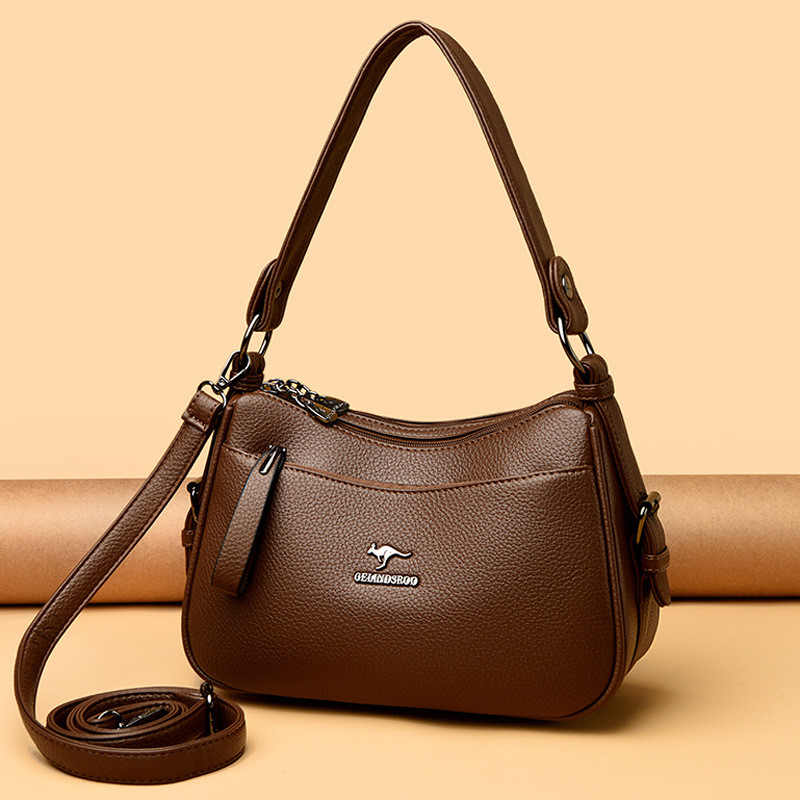 กระเป๋าสะพายข้าง PU นุ่ม สำหรับผู้หญิง ขนาดกลาง ภายในกว้างขวาง สไตล์ tote
