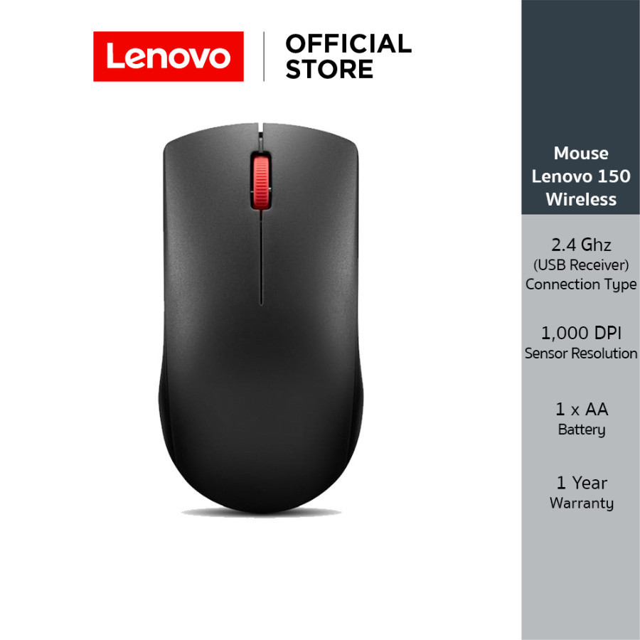 LENOVO MOUSE 150 WIRELESS 1,000 DPI Black(GY51L52638)