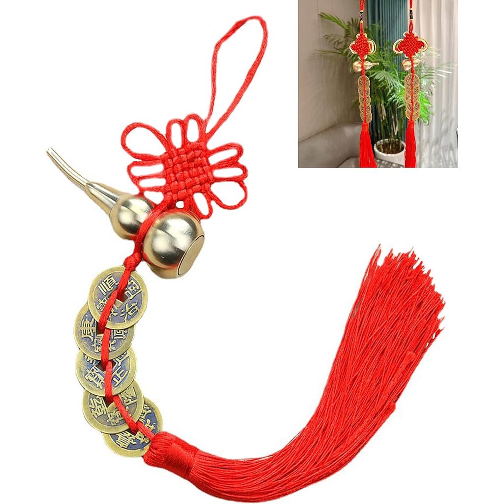 FengShuiGoodLuckCharms(MetalGourdwith5Coins)AsBlessingGiftsBringHealthSuccessPeacefulandWealthเหมาะส