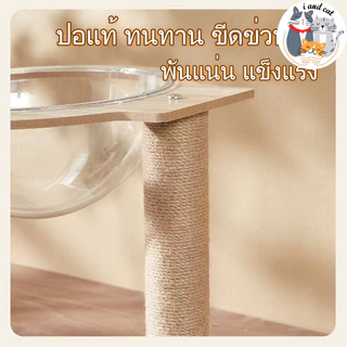 I&CAT คอนโดแมวไม้ หลุมอวกาศใส 3ชั้น เสาเชือกปอ ที่ลับเล็บ กล่องนอนแมว ลูกบอลของเล่น โครงปีนแมว