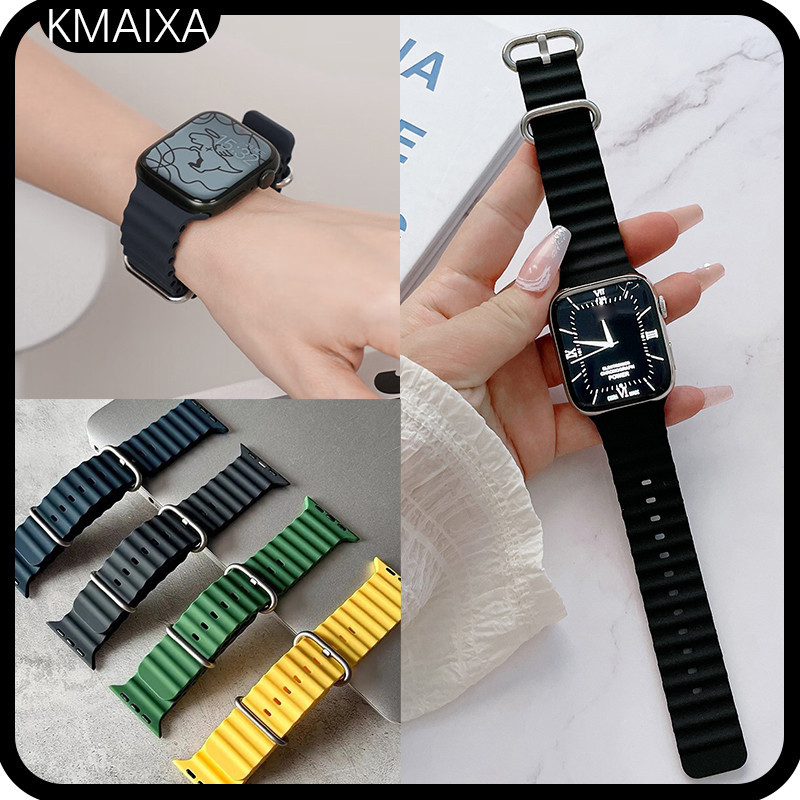 Ocean สายซิลิโคนยางสําหรับ IWatch Apple Watch Series 10 9 8 7 6 5 4 3 1 Ultra/Ultra 2 SE 2 49 มม.44 