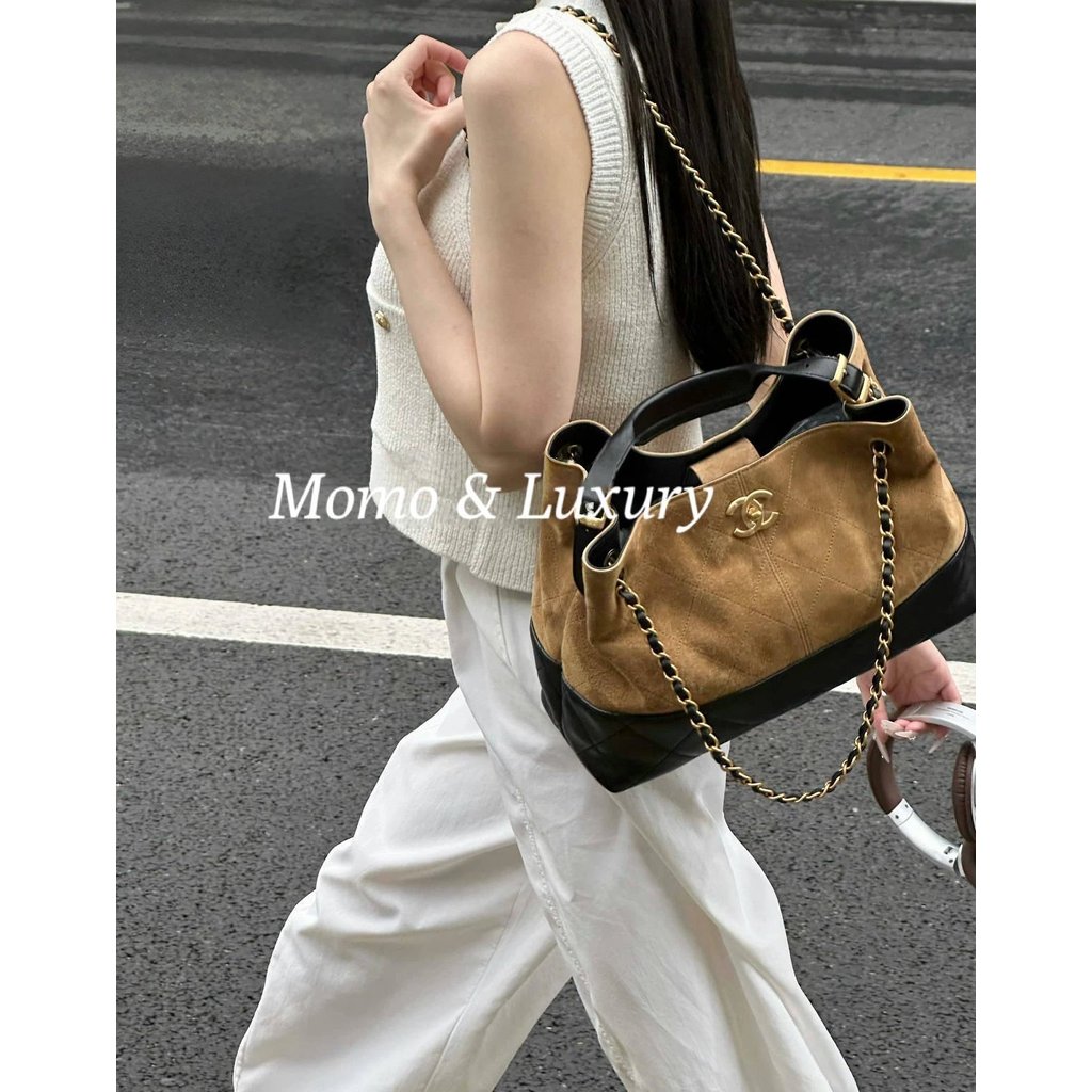 Original Label Suede Color Matching Lambskin Grey Suede