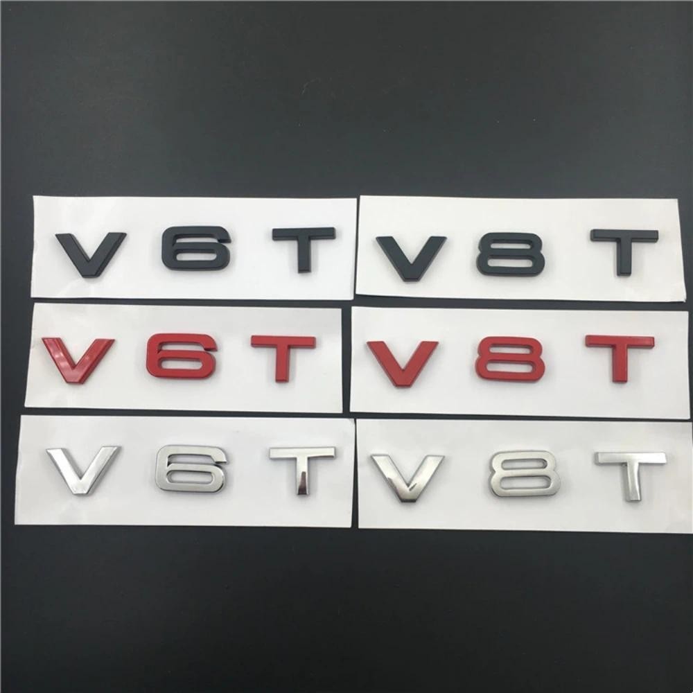 1/2pcs 3D โลหะ Chrome Letter สติกเกอร์รถ V8T V6T โลโก้สําหรับ Audi A4 A1 A5 Q3 Q5 Q7 S5 A6 V6T S8 V8