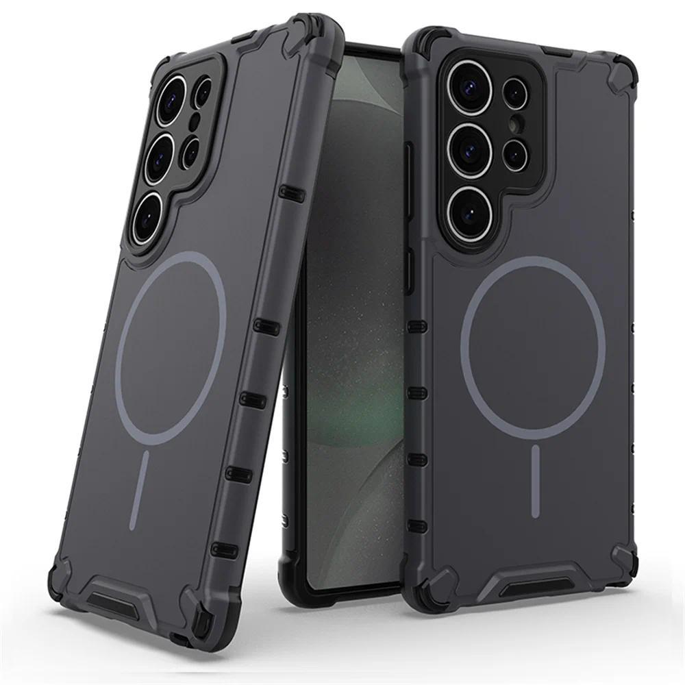 Anti-slip กันชนเกราะเคสโทรศัพท์แม่เหล็กเหมาะสําหรับ Samsung S24 S25 S26 Plus S23 Ultra A56 A55 A54 A35 A34 A25 A15 รุ่นใหม่ Drop-proof ฝาครอบป้องกัน