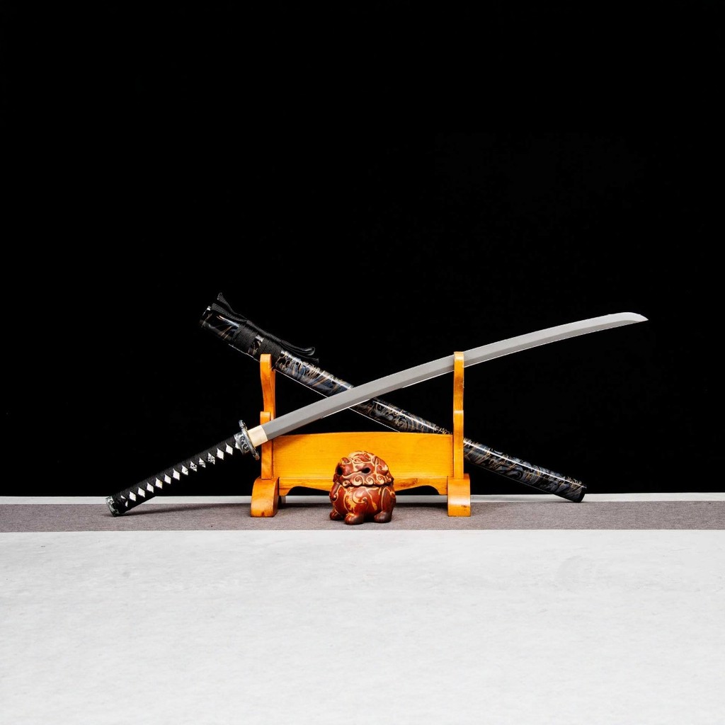 ดาบ Katana เมืองหลงชวน เหล็กแมงกานีส 1060 ฟอร์จมือ ชิ้นเดียว สไตล์ญี่ปุ่น สำหรับฝึก/สะสม ไม่ลับคม