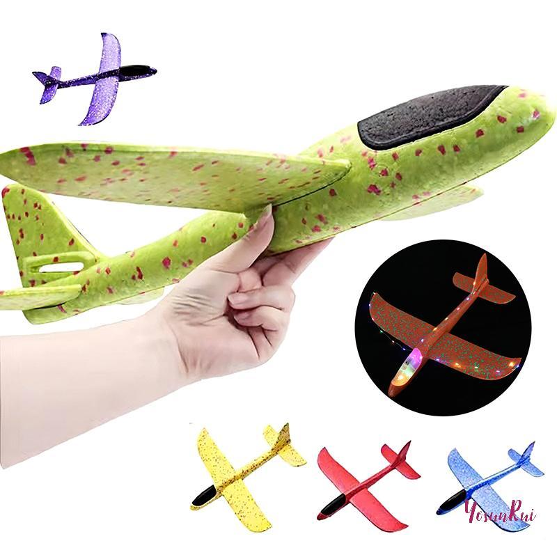 YosunRui] 1 ชุดกลางแจ้งเกมเครื่องบินรุ่น 24/48 ซม.โฟมเครื่องบินชุด Flying Glider ของเล่น LED Light Hand Throw เครื่องบินของเล่นเด็กใหม่